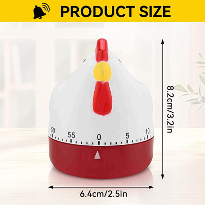 Cute Chicken Kitchen Timer, 60 Minute Wind up Timer Mechanical Chicken Egg Timer Manual Countdown Timer Rotating Time Reminder for Home Kitchen Cooking Baking, 2.5x3.2in