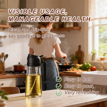 16oz/470ml Glass Olive Oil Sprayer for Cooking, 2 in 1 Olive Oil Dispenser Bottle, Food Grade Oil Mister for Kitchen Gadgets, Air Fryer Accessories, Salad & BBQ – Black