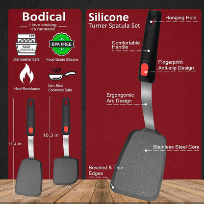 Mixed 5 Piece Silicone Spatula Set,No-Melt Handle and Blade