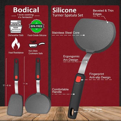 Mixed 5 Piece Silicone Spatula Set,No-Melt Handle and Blade