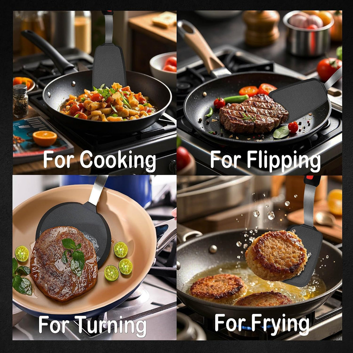 Mixed 5 Piece Silicone Spatula Set,No-Melt Handle and Blade