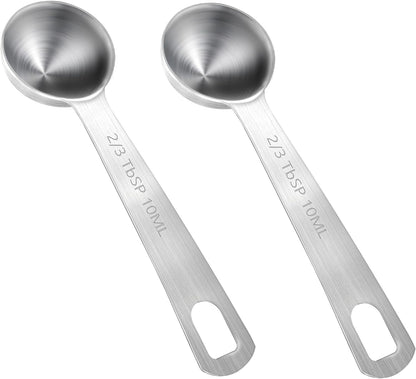 Measuring Spoons, 2 Pcs Stainless Steel Tablespoon 3.75ML / 3/4 TSP, Small Metal Teaspoons for Measuring Dry and Liquid Ingredients