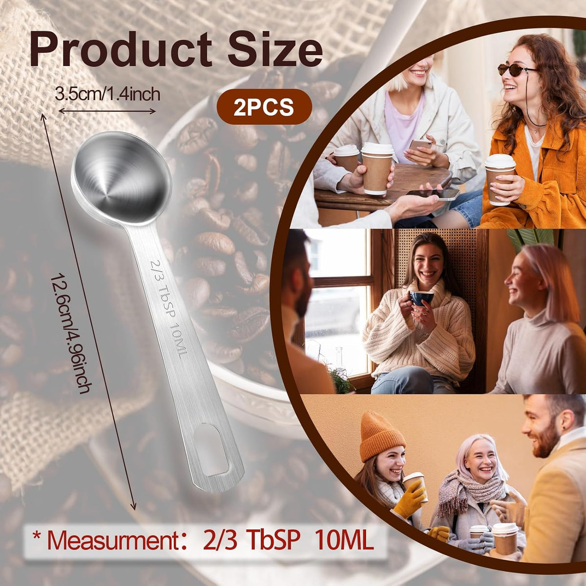 Measuring Spoons, 2 Pcs Stainless Steel Tablespoon 3.75ML / 3/4 TSP, Small Metal Teaspoons for Measuring Dry and Liquid Ingredients