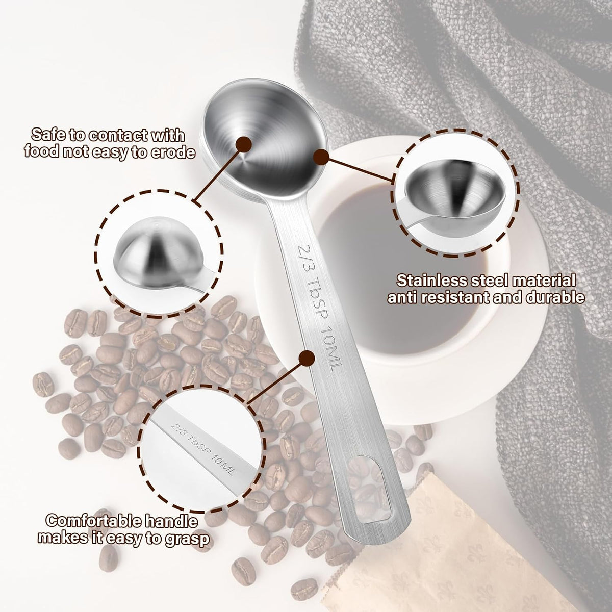Measuring Spoons, 2 Pcs Stainless Steel Tablespoon 3.75ML / 3/4 TSP, Small Metal Teaspoons for Measuring Dry and Liquid Ingredients