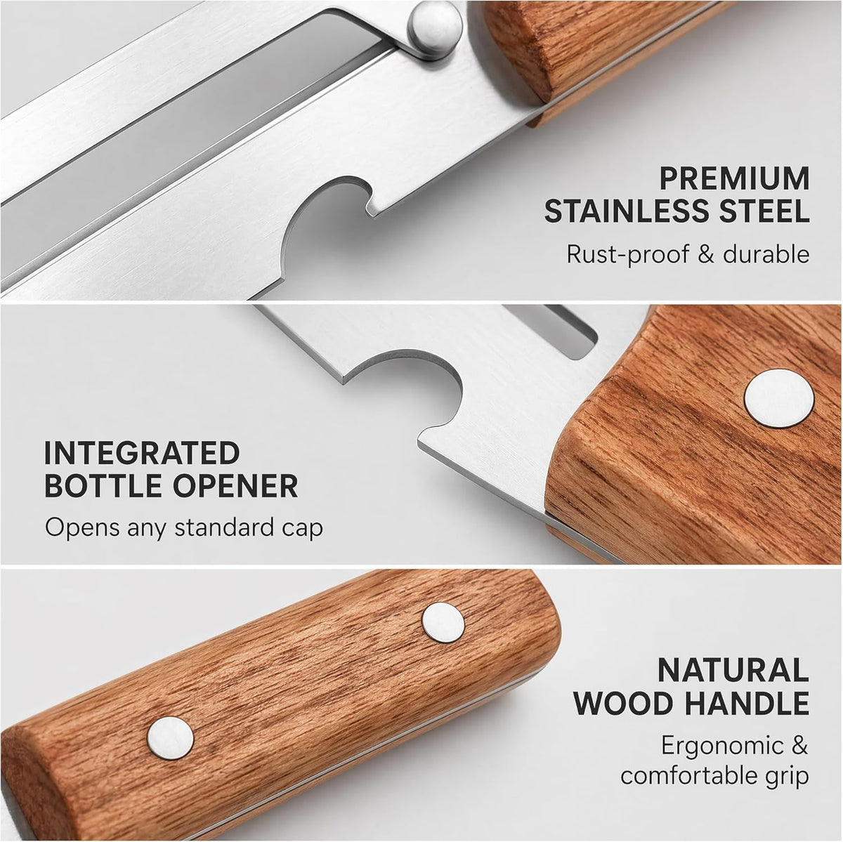 2026 Upgrade Vegetable Peeler With Wooden Handle, Stainless Steel Wide Blade Potato and Carrot Peeler, 2-in-1 Veggie PeelerIncludes a bottle opener; perfect for the kitchen, camping, and travel