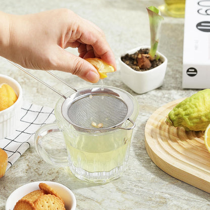 3.35 Inch Silver Fine Mesh Strainer, Stainless Steel Metal Handheld Small Mini Sieve Strainer, Kitchen Food Strainer with Handle for Cocktail, Tea, Coffee and Juice