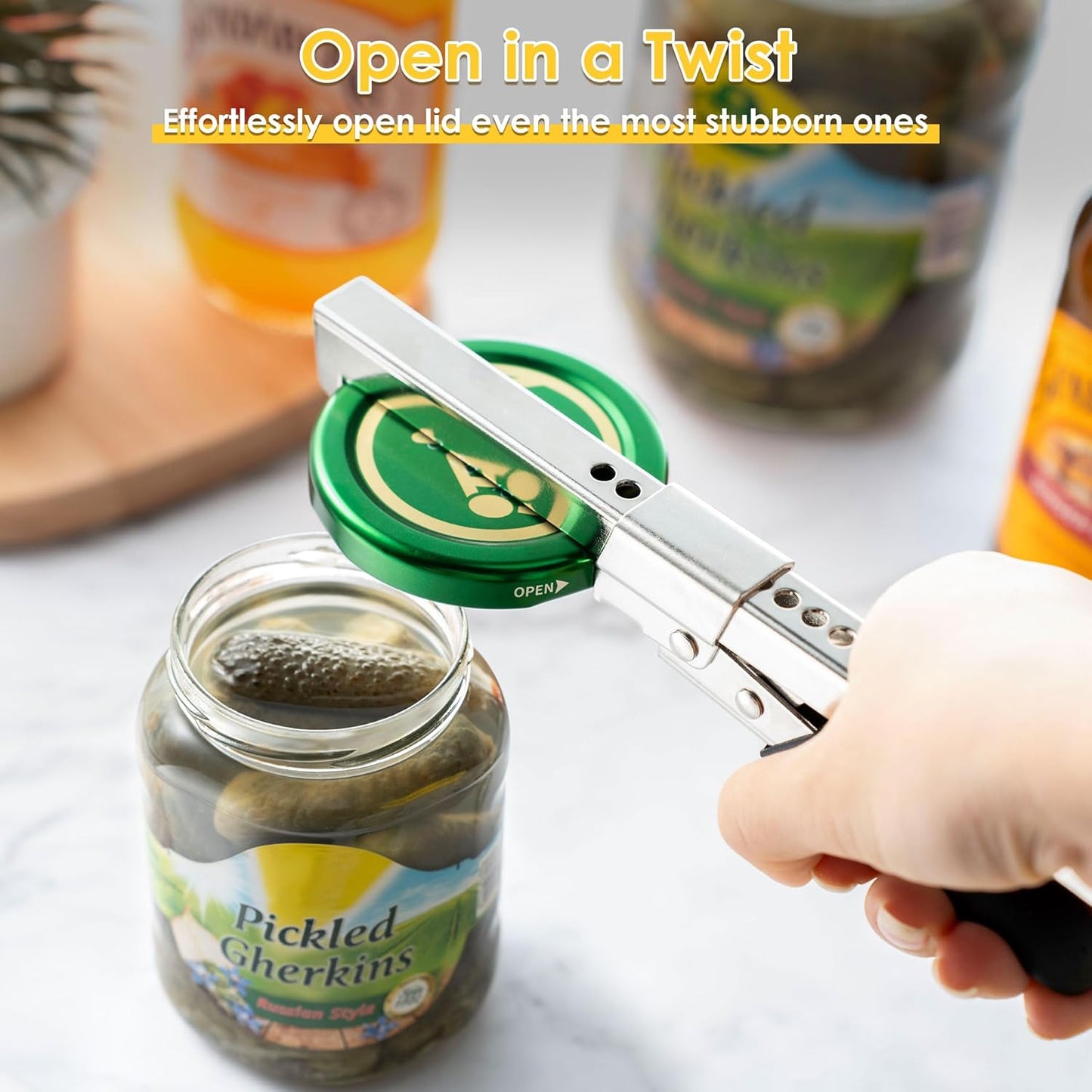 2 Pack Adjustable Jar Can Opener, Multifunctional Stainless Steel Can Opener with Jar Gripper, Comfortable Grip Jar Lid Opener for Weak Hands, Seniors Arthritis, Kids Openers, 7.5 Inch