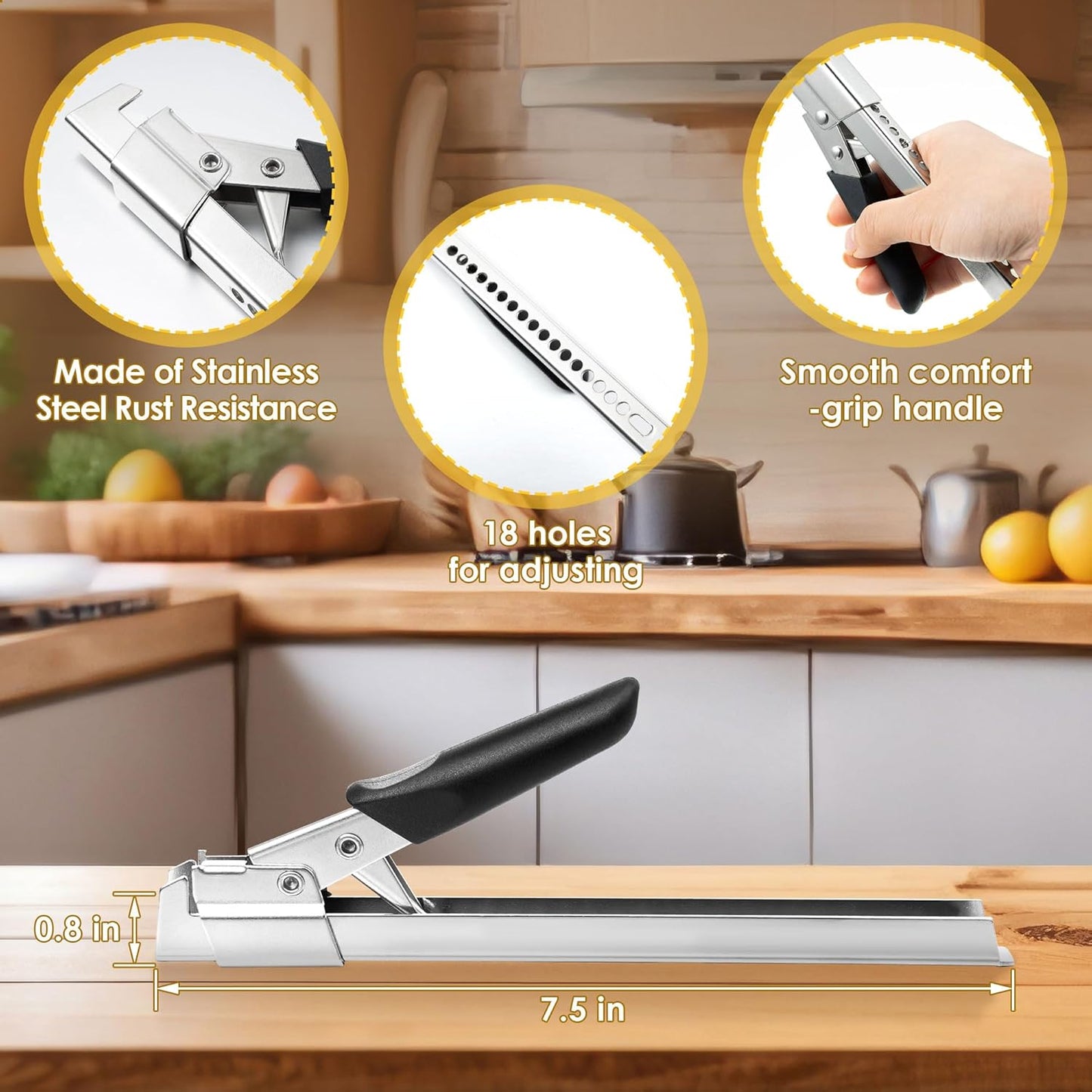 2 Pack Adjustable Jar Can Opener, Multifunctional Stainless Steel Can Opener with Jar Gripper, Comfortable Grip Jar Lid Opener for Weak Hands, Seniors Arthritis, Kids Openers, 7.5 Inch