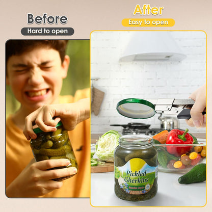 2 Pack Adjustable Jar Can Opener, Multifunctional Stainless Steel Can Opener with Jar Gripper, Comfortable Grip Jar Lid Opener for Weak Hands, Seniors Arthritis, Kids Openers, 7.5 Inch