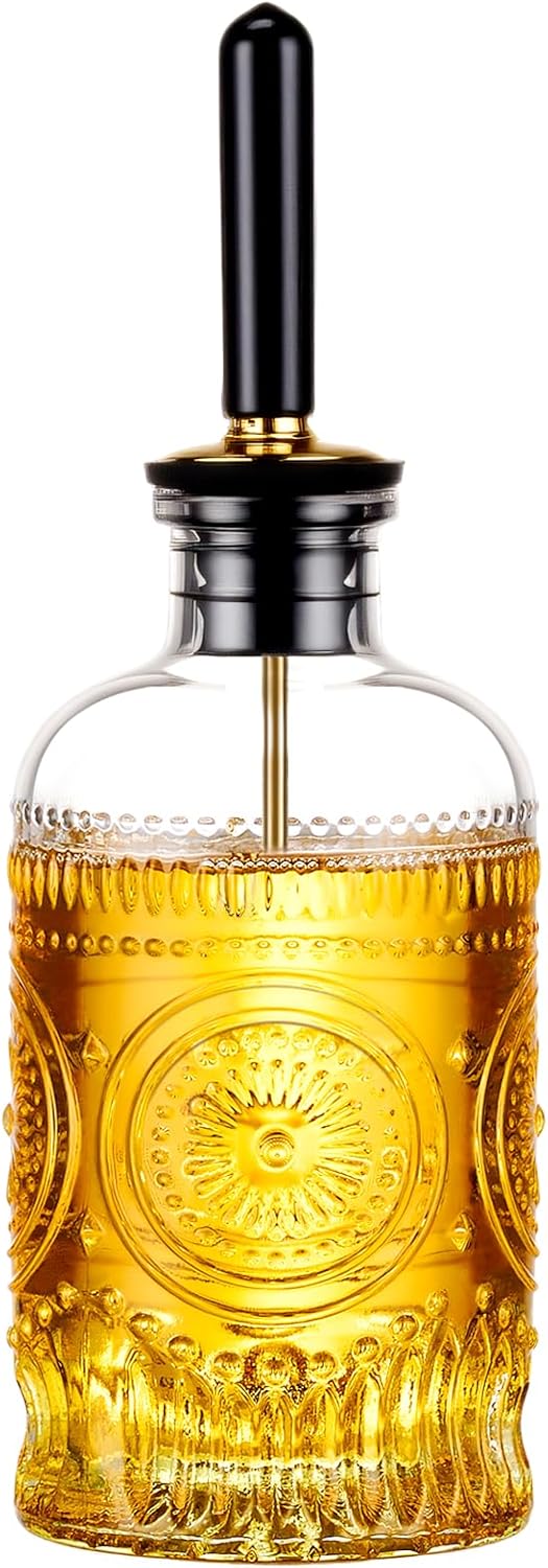 Olive Oil Dispenser Bottle, 7 oz Glass Oil Bottle with Metal Spout | A small olive oil dispenser is an olive oil bottle, a glass oil dispenser for kitchen use and a vinegar dispenser for salads
