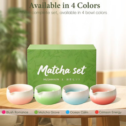 Matcha Whisk Set, Ceramic Matcha Set Includes Bowl & Holder, Bamboo Whisk (Chasen), Scoop, Spoon and Sifter, 6Pcs Matcha Kit Covers Everything Needed for Making Matcha (Blue)