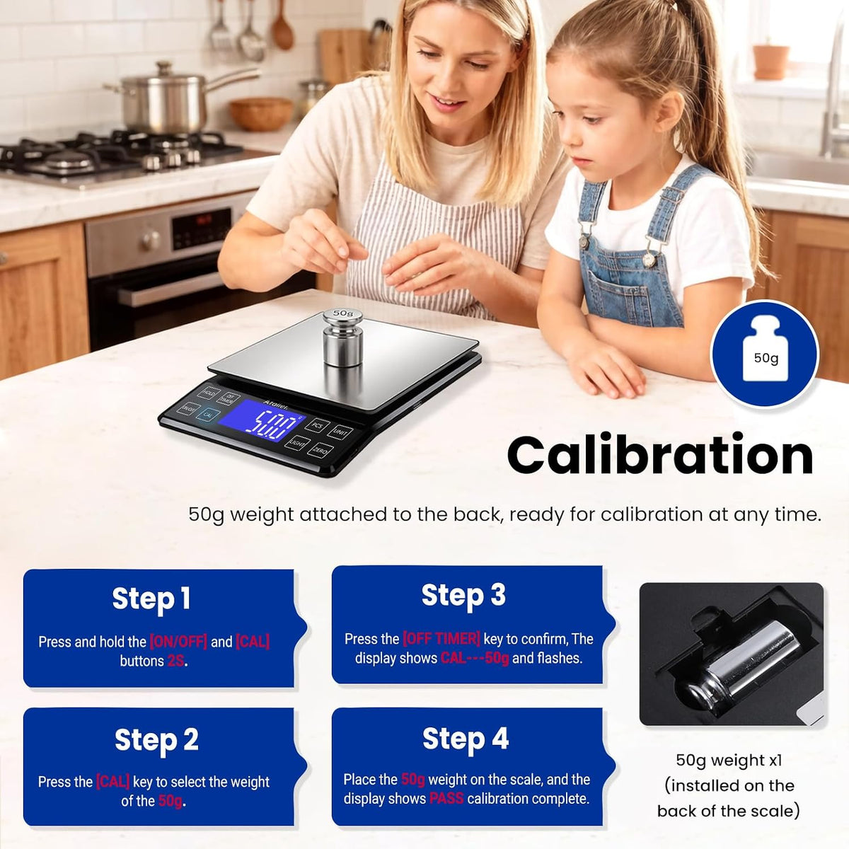 Rechargeable Digital Kitchen Scale, 0.1g Resolution Max 5kg 11Ibs