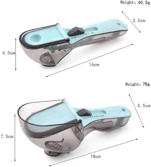 2 PCS Adjustable Measuring Cups and Spoons Set,Kitchen Tool Plastic Scoop Measuring Cup with Magnetic for Dry and Liquid Ingredient