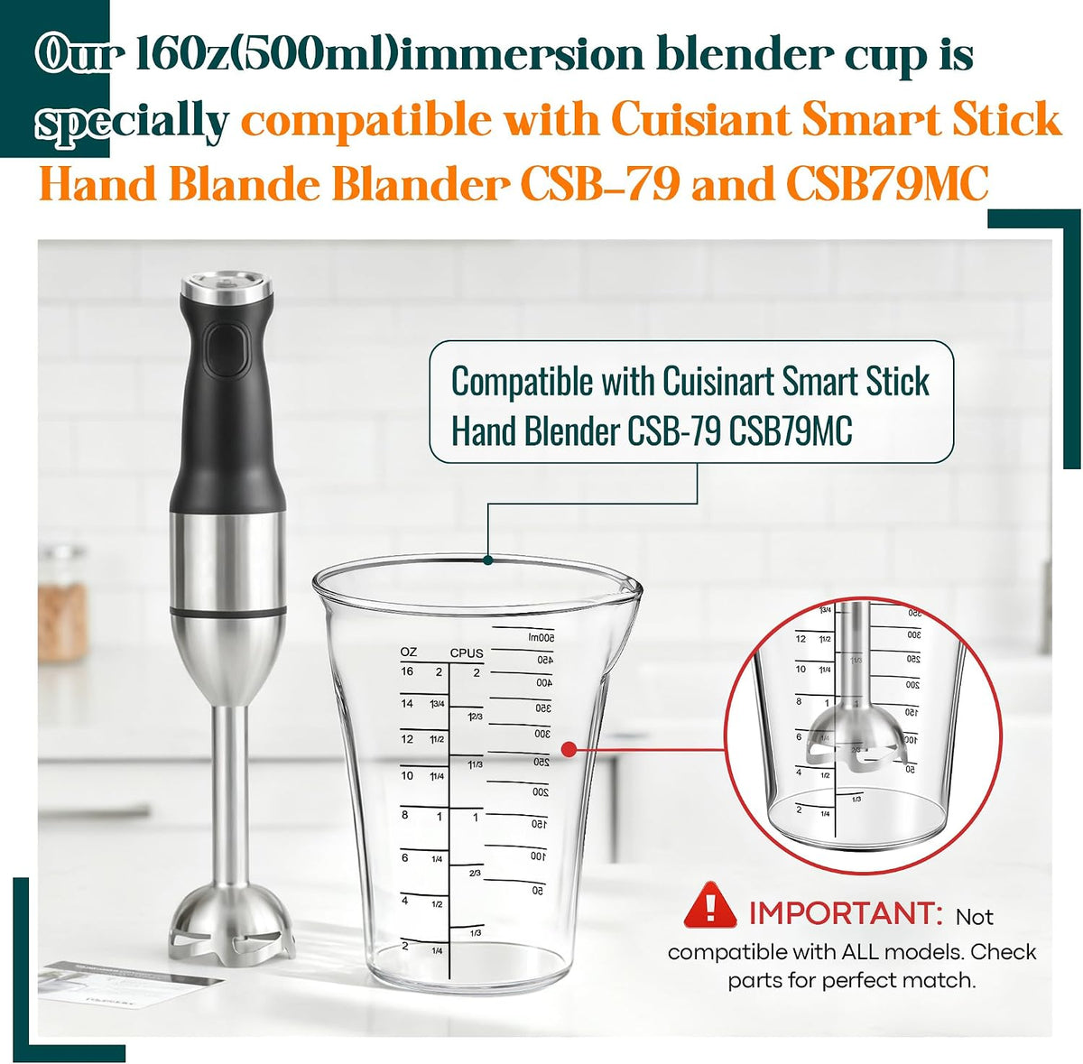 16oz Blender Measuring Cup Compatible with Cuisinart CSB-79 CSB79MC
