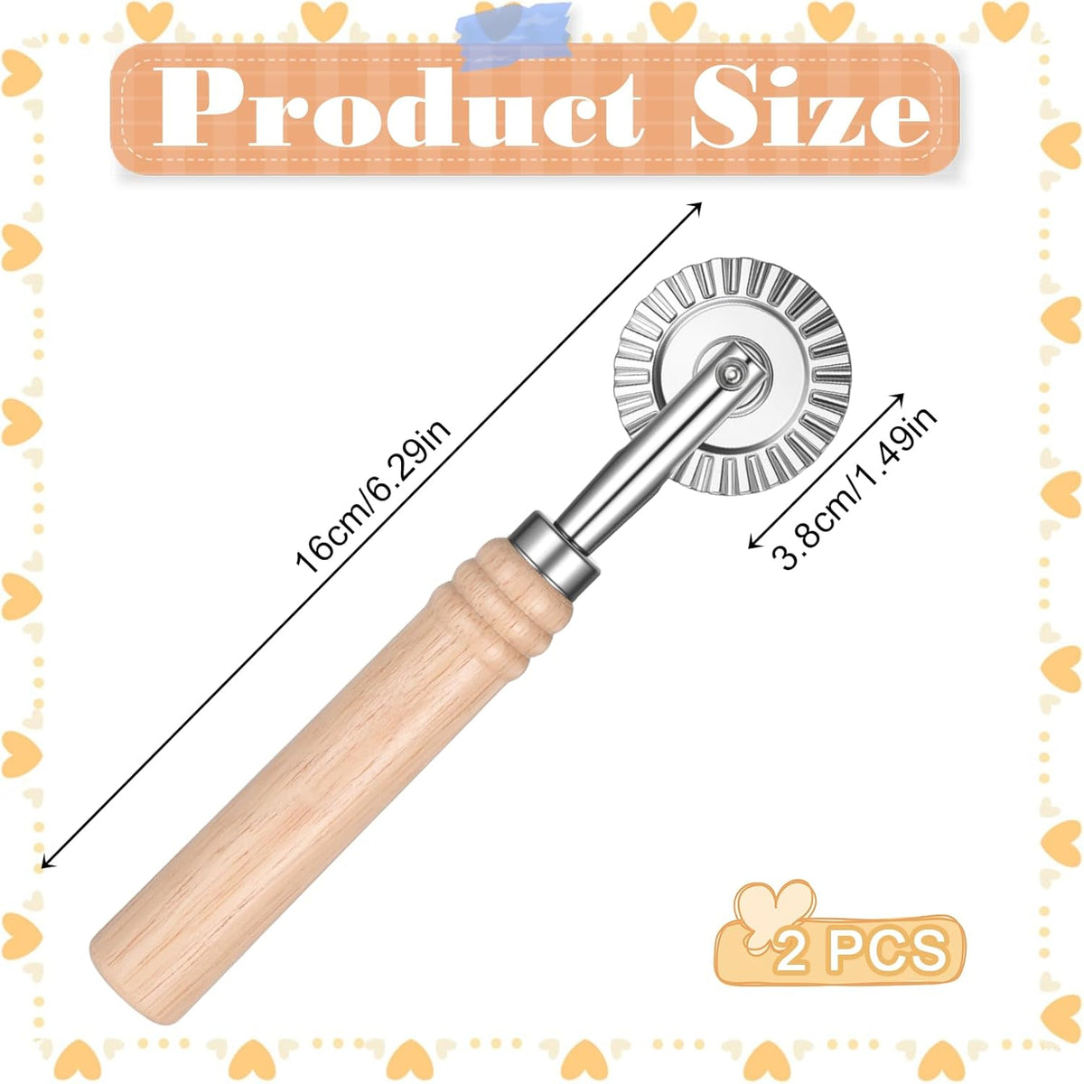 2Pcs Pastry Cutter, Ravioli Cutter, Fluted Pastry Cutters Wheel Stainless Steel Pizza Cutters Wheel, Dough Cutting for Home Making Pasta Pizza Ravioli Cookie Tools