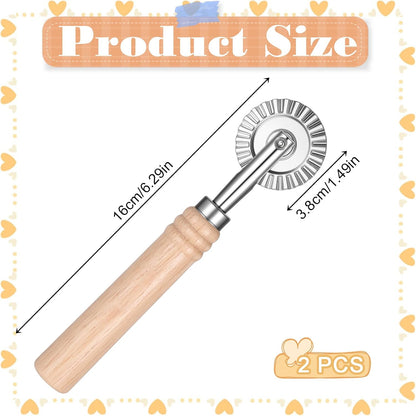 2Pcs Pastry Cutter, Ravioli Cutter, Fluted Pastry Cutters Wheel Stainless Steel Pizza Cutters Wheel, Dough Cutting for Home Making Pasta Pizza Ravioli Cookie Tools