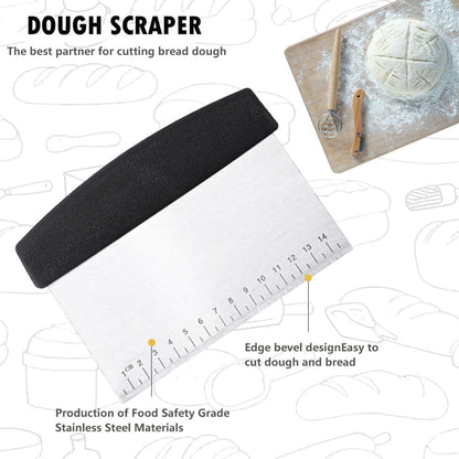 Bread Making Tool Set,Dough Scraper and Bread Scoring Tool for Making Beautiful Bread Tools-Dough Whisk,Dough Scrapers, Bread Lame with 10 Blades Included Replacement (Red)