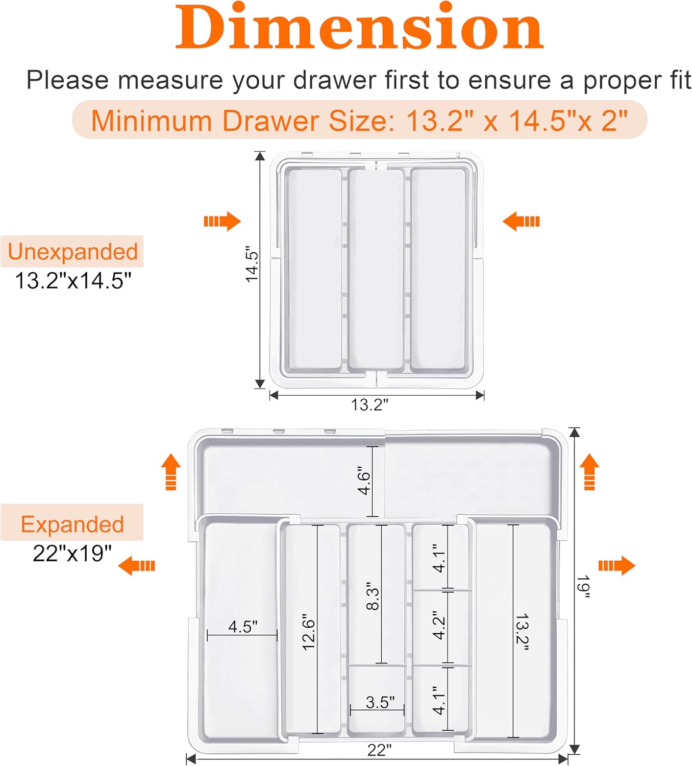 Large Utensil Drawer Organizer Expandable Silverware Organizer for Kitchen Drawer Adjustable Cooking Utensil Holder Cutlery Flatware Tray Spatula Tools Gadgets Storage Dividers Plastic Black