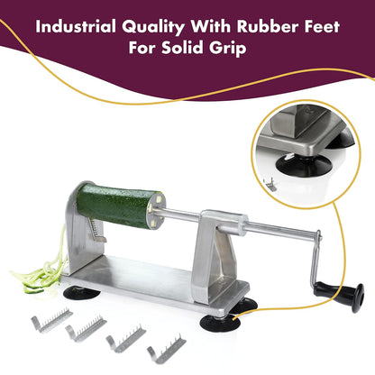 Stainless Steel Vegetable Spiralizer - 5 Blade Zucchini Noodle Maker - Industrial Quality Vegetable Slicer for Veggies, Salad Chopper, Potato Cutter, Zoodle Maker, 9 x 3.5 x 4.8 Inches