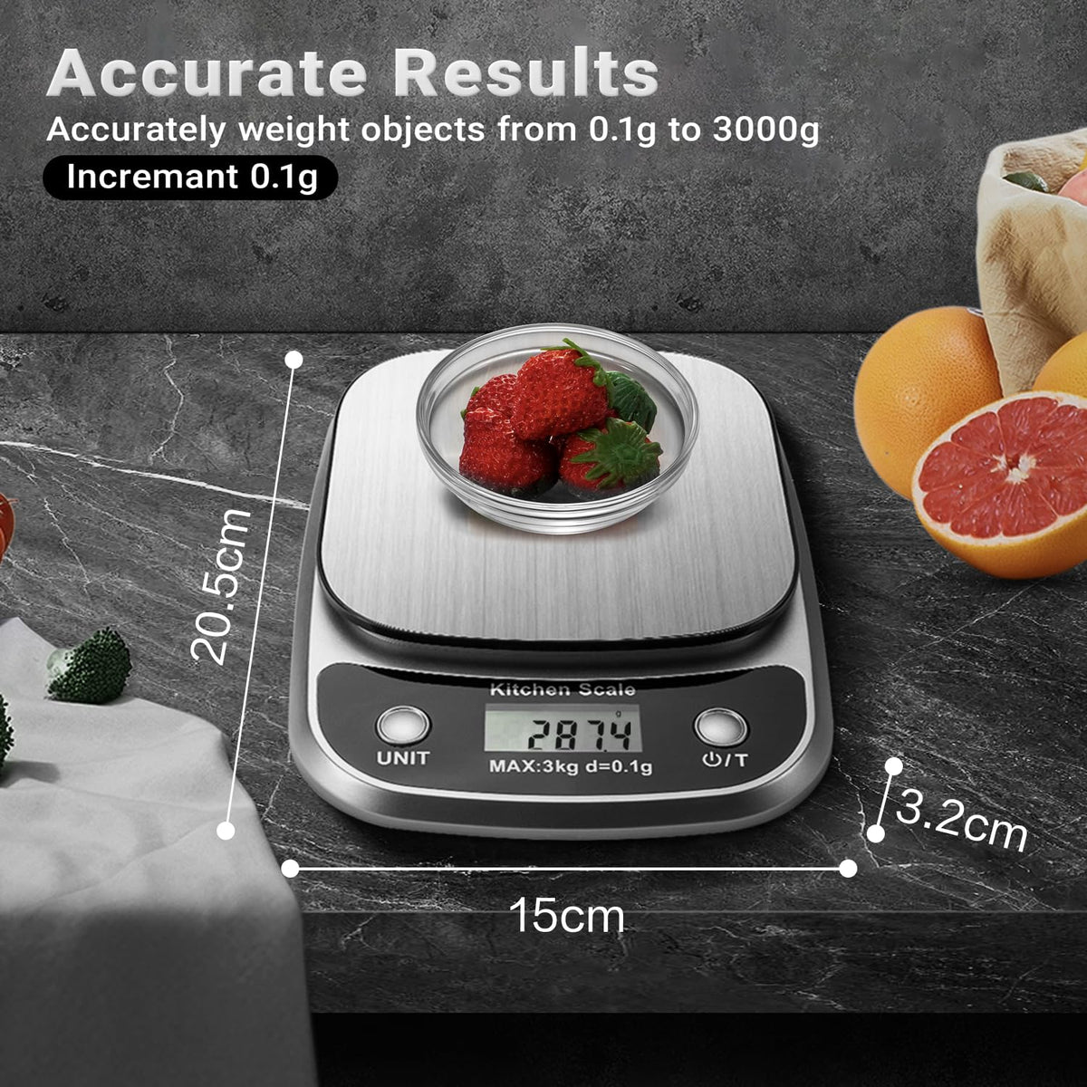 Food Kitchen Scale Digital Weight Grams and Oz 10kg/1g