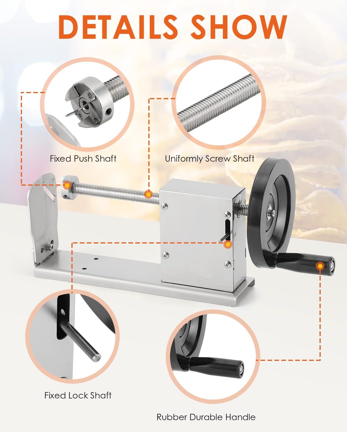 3 in 1 Manual Tornado Potato Slicer Spiral Potato Cutter Twisted Potato Slicer Spiral Twister Cutter Thicker Stainless Steel Vegetables Cutting Machine