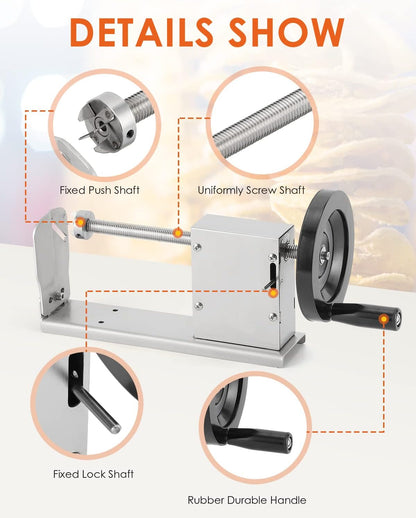 3 in 1 Manual Tornado Potato Slicer Spiral Potato Cutter Twisted Potato Slicer Spiral Twister Cutter Thicker Stainless Steel Vegetables Cutting Machine