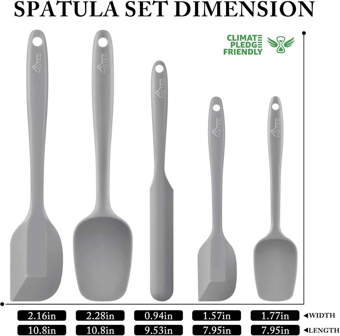 600℉ Heat Resistant BPA-Free Silicone Rubber Spatula Set,Kitchen Cooking Spatulas, Baking, Mixing for Non Stick Cookware, Dishwasher Safe, Black Set of 5