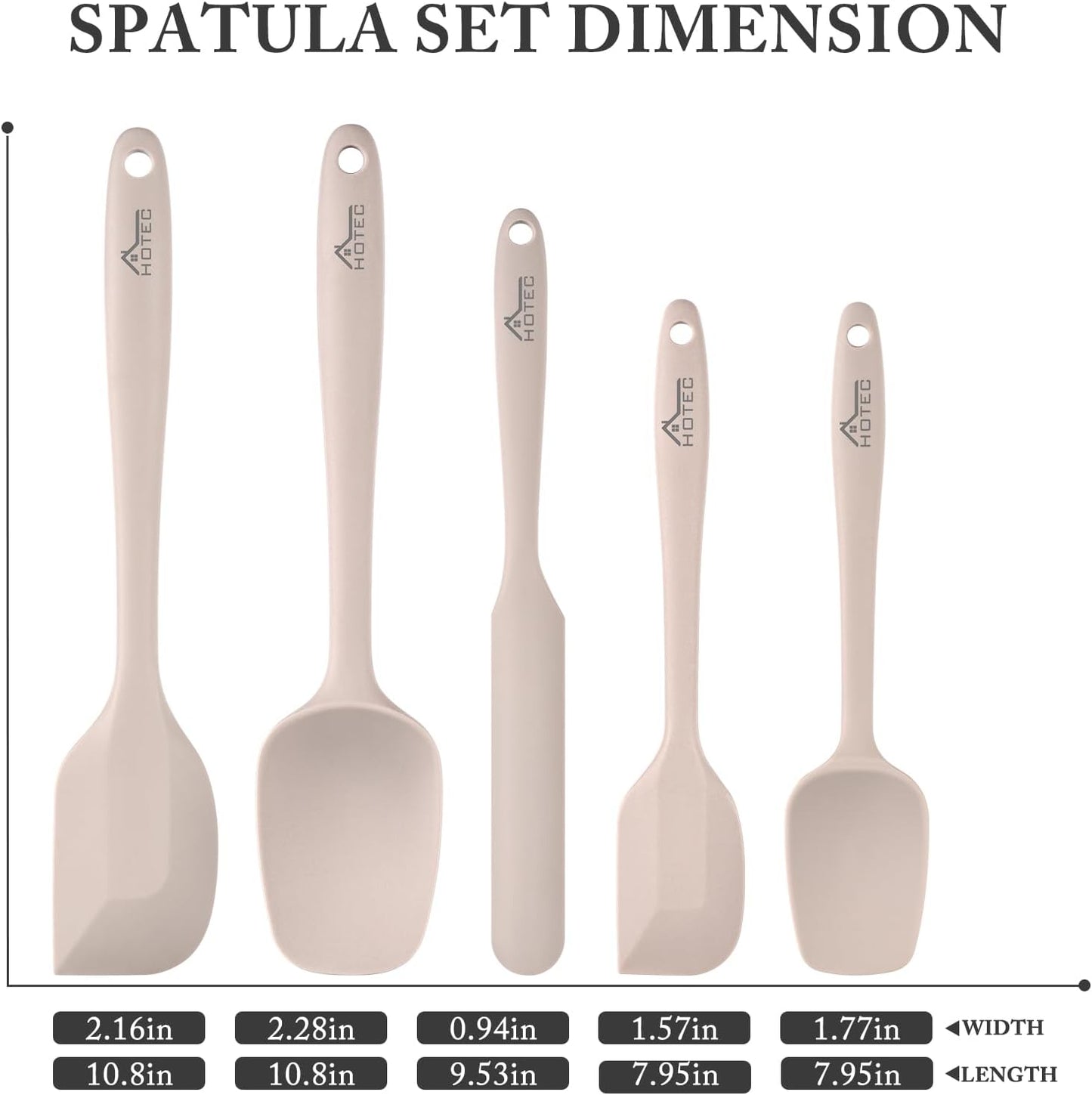 600℉ Heat Resistant BPA-Free Silicone Rubber Spatula Set,Kitchen Cooking Spatulas, Baking, Mixing for Non Stick Cookware, Dishwasher Safe, Black Set of 5