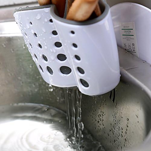 Sink Caddy Sponge Holder Soap Holder, Plastic Saddle Faucet Caddy Desk Organizer Pen Holder