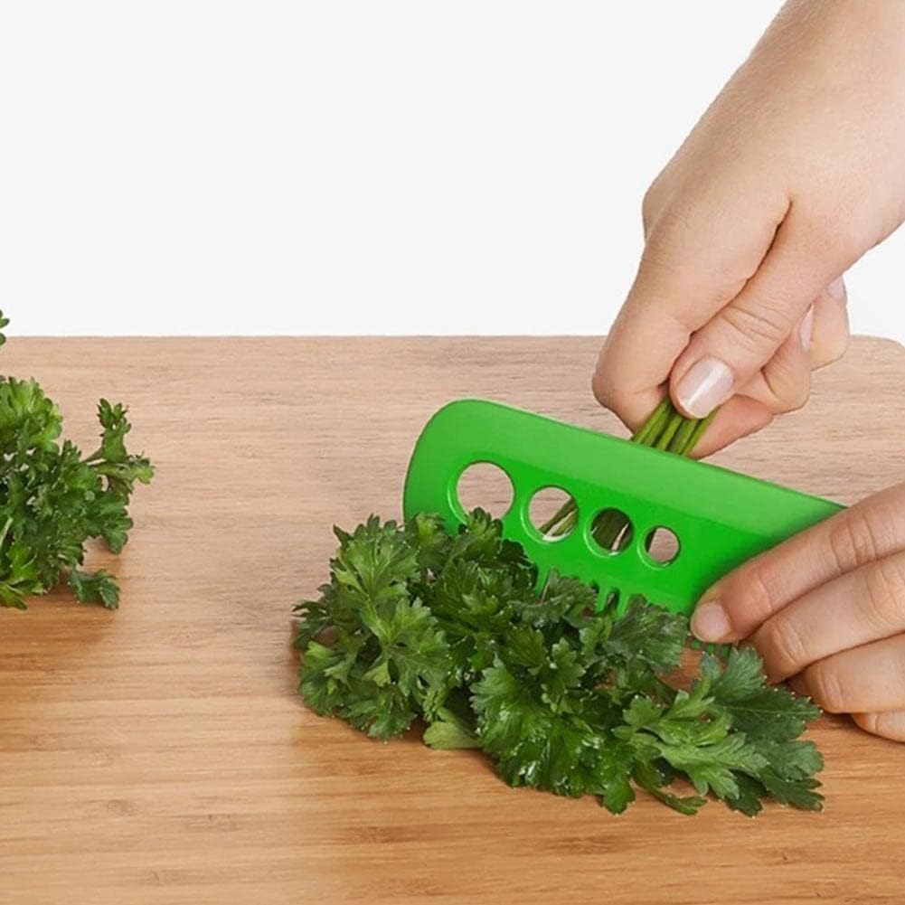 Green Leaf Herb Stripper, Vegetable Herb Eliminator Comb Kitchen Herb Leaf Stripping Tool Herb Pealer for Kale, Chard, Collard Greens, Thyme, Kitchen Utensils and Gadgets, Herb and Spice Mills