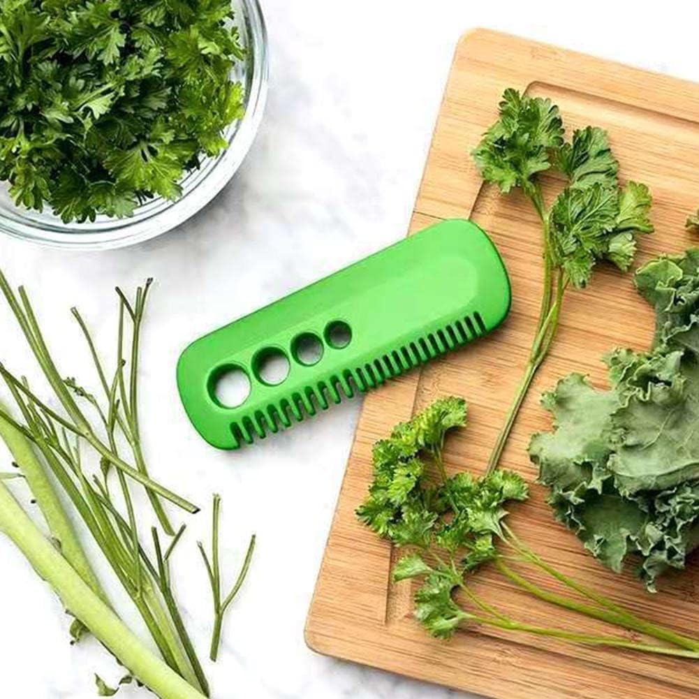 Green Leaf Herb Stripper, Vegetable Herb Eliminator Comb Kitchen Herb Leaf Stripping Tool Herb Pealer for Kale, Chard, Collard Greens, Thyme, Kitchen Utensils and Gadgets, Herb and Spice Mills
