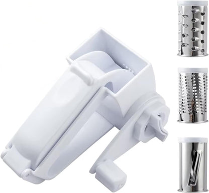 Rotary Cheese Grater with Handle, Hand Crank Cheese Grater with 3 Stainless Steel Blades, Manual Cheese Shredder for Kitchen
