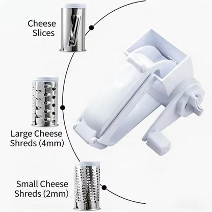 Rotary Cheese Grater with Handle, Hand Crank Cheese Grater with 3 Stainless Steel Blades, Manual Cheese Shredder for Kitchen