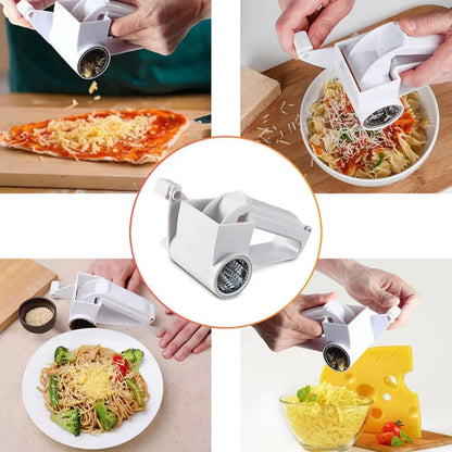 Rotary Cheese Grater with Handle, Hand Crank Cheese Grater with 3 Stainless Steel Blades, Manual Cheese Shredder for Kitchen