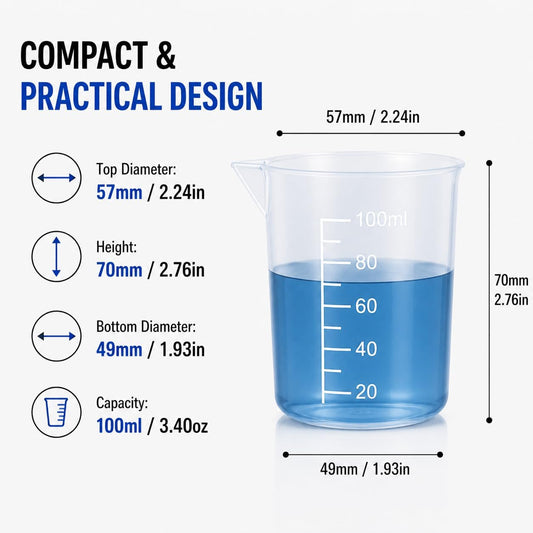 4 Pcs 100ml/3.4oz Plastic Graduated Cup Clear Measuring Cup Multipurpose Mixing Cups for Kitchen Cooking Medicine Measure Tool
