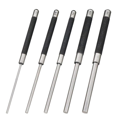 5-Piece Roll Pin Punch Set, 8-Inch Carbon Steel Pin Punch Set | Pin Punch Set with Knurled Grip, Pin Diameter 1/8", 3/16", 1/4", 5/16" and 3/8"