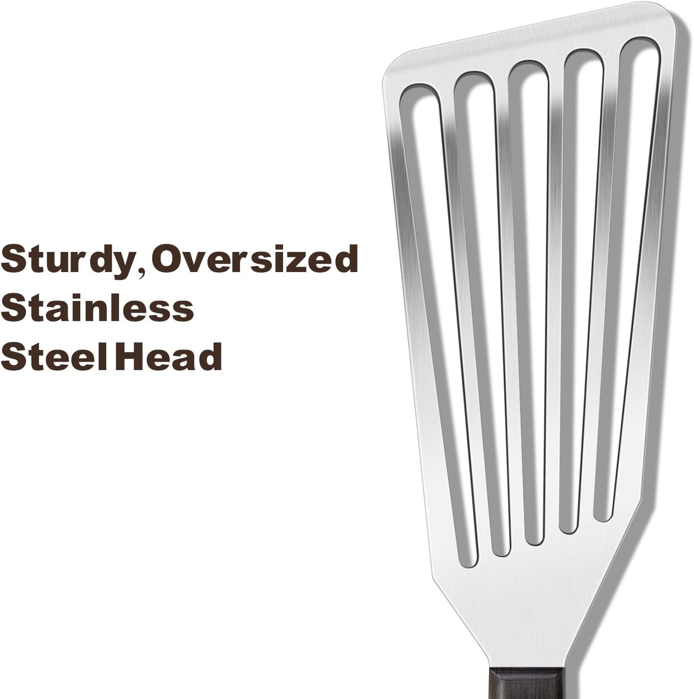 Fish Spatula Stainless Steel Slotted Turner with Sloped Head Design for Flipping Delicate Food, Egg, Patties, Fries