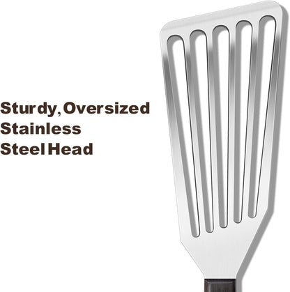 Fish Spatula Stainless Steel Slotted Turner with Sloped Head Design for Flipping Delicate Food, Egg, Patties, Fries
