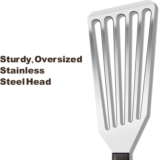 Fish Spatula Stainless Steel Slotted Turner with Sloped Head Design for Flipping Delicate Food, Egg, Patties, Fries