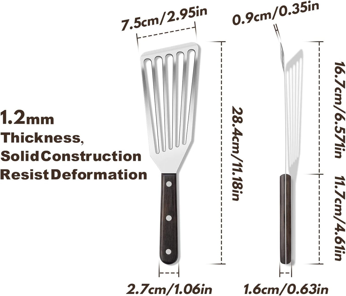 Fish Spatula Stainless Steel Slotted Turner with Sloped Head Design for Flipping Delicate Food, Egg, Patties, Fries