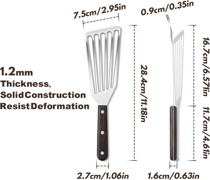 Fish Spatula Stainless Steel Slotted Turner with Sloped Head Design for Flipping Delicate Food, Egg, Patties, Fries