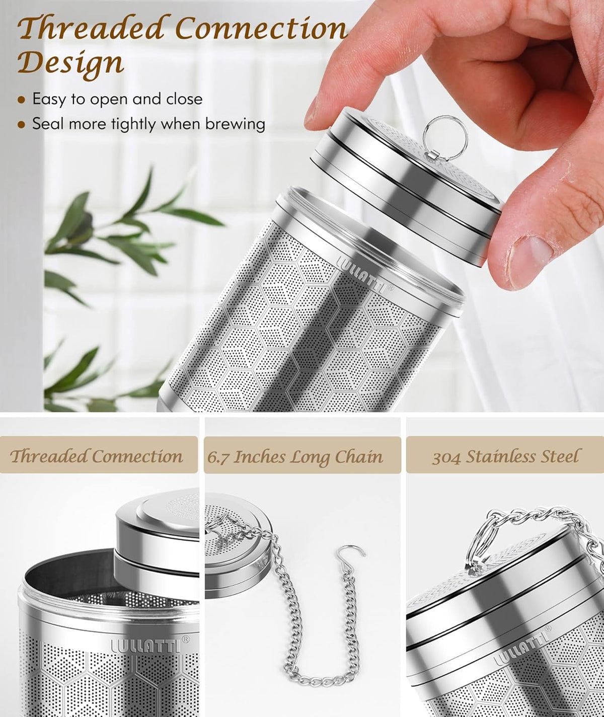 Large Tea Infuser 304 Steel Fine Mesh for Teapots & Mugs