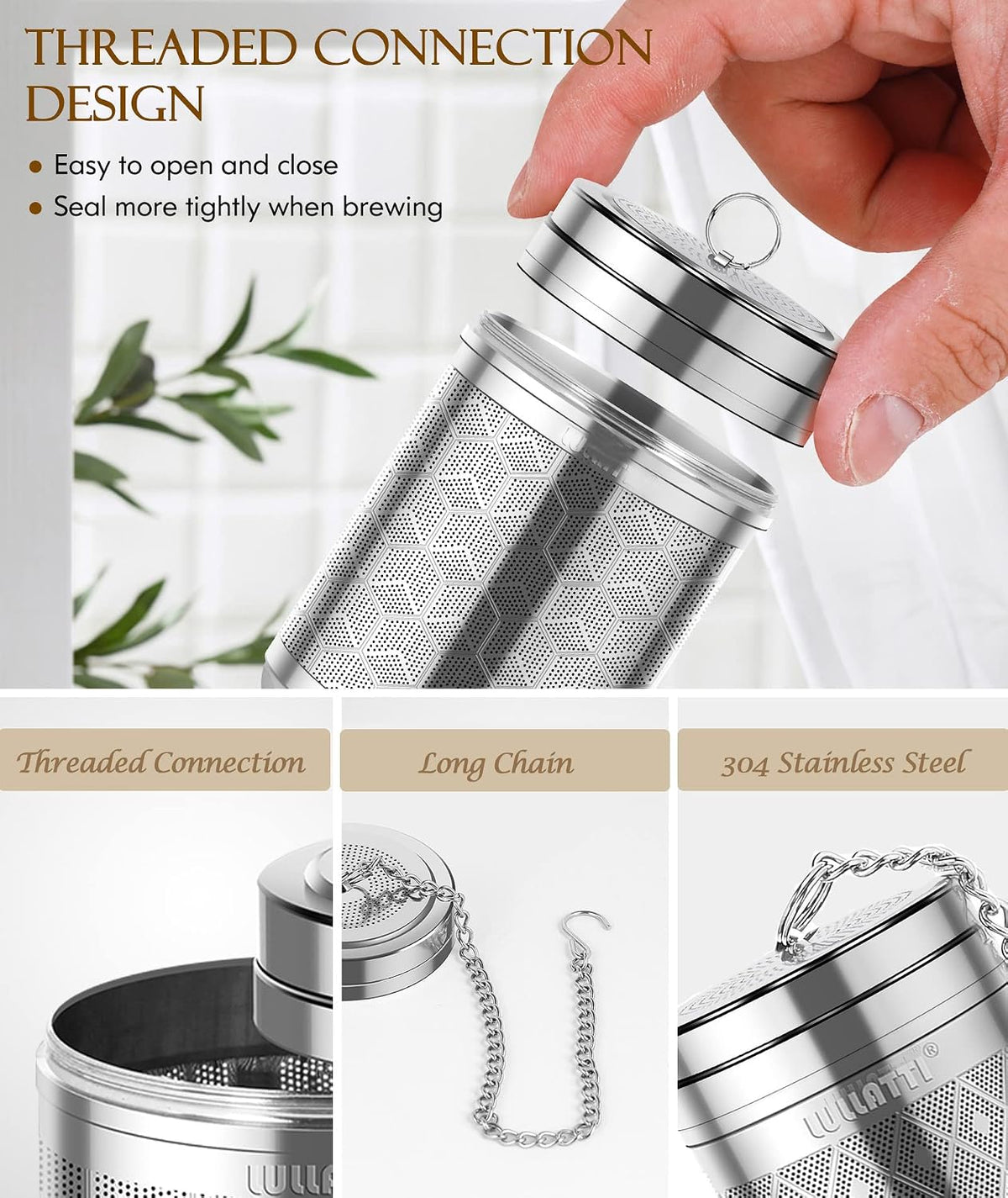 Large Tea Infuser 304 Steel Fine Mesh for Teapots & Mugs