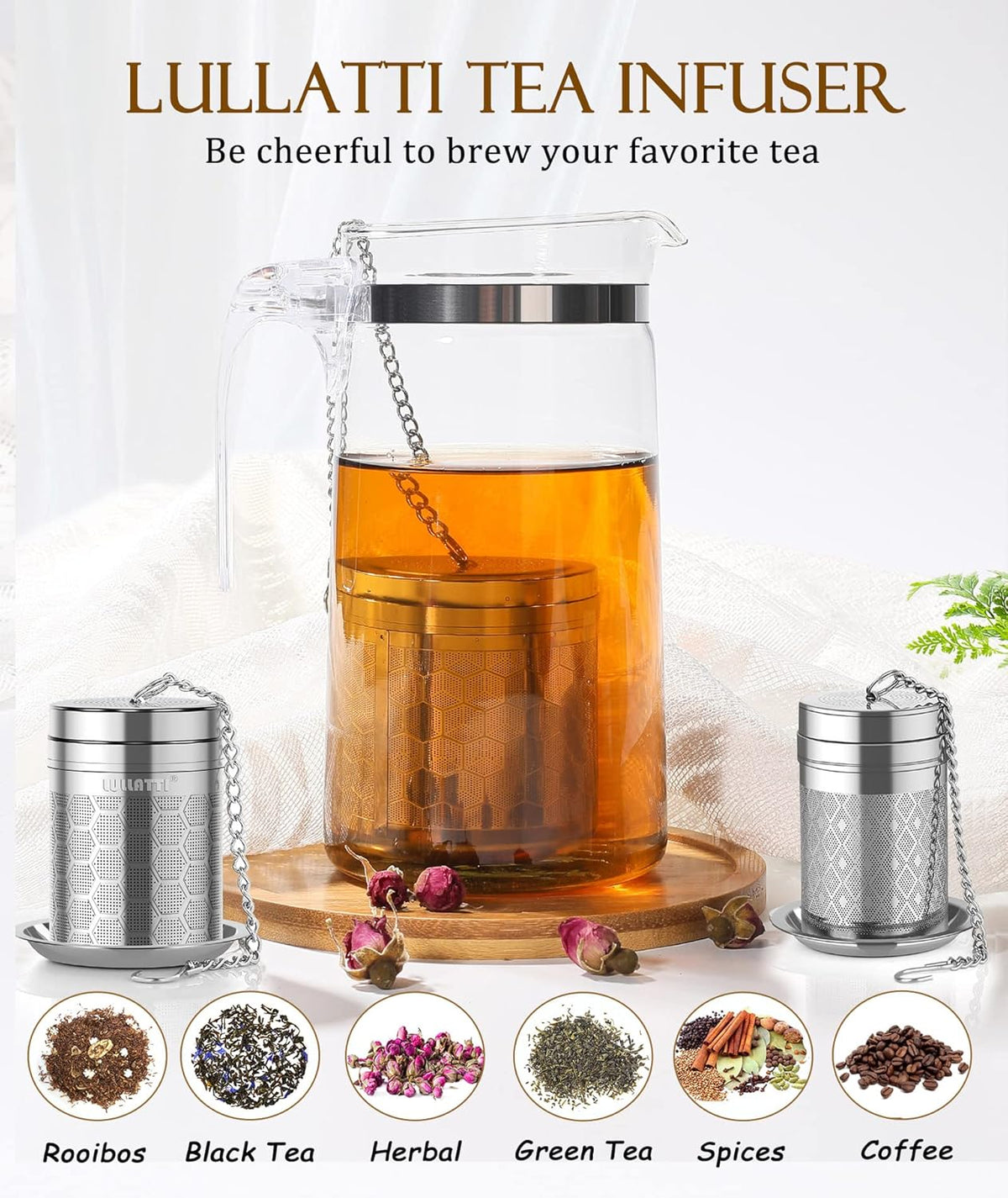 Large Tea Infuser 304 Steel Fine Mesh for Teapots & Mugs