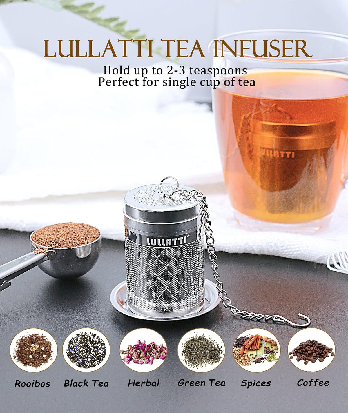 Large Tea Infuser 304 Steel Fine Mesh for Teapots & Mugs