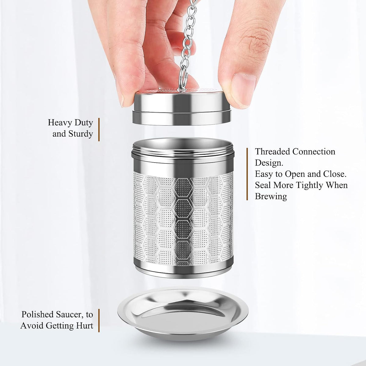 Large Tea Infuser 304 Steel Fine Mesh for Teapots & Mugs
