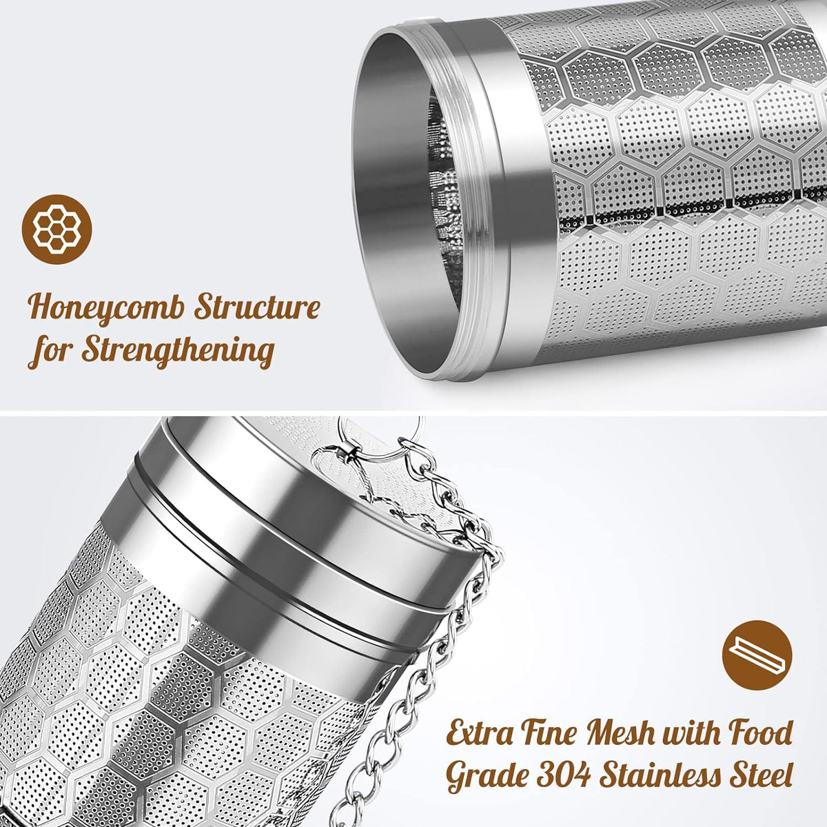 Large Tea Infuser 304 Steel Fine Mesh for Teapots & Mugs