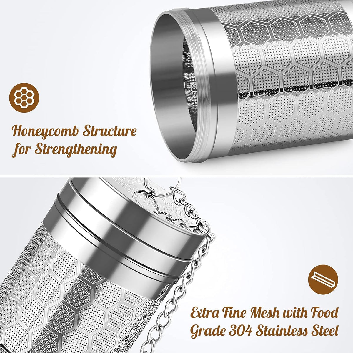 Large Tea Infuser 304 Steel Fine Mesh for Teapots & Mugs
