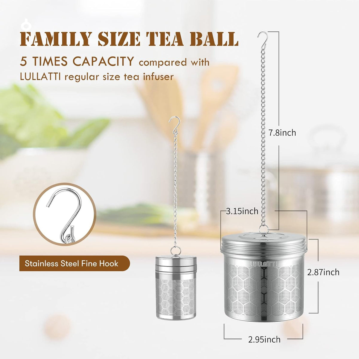 Large Tea Infuser 304 Steel Fine Mesh for Teapots & Mugs