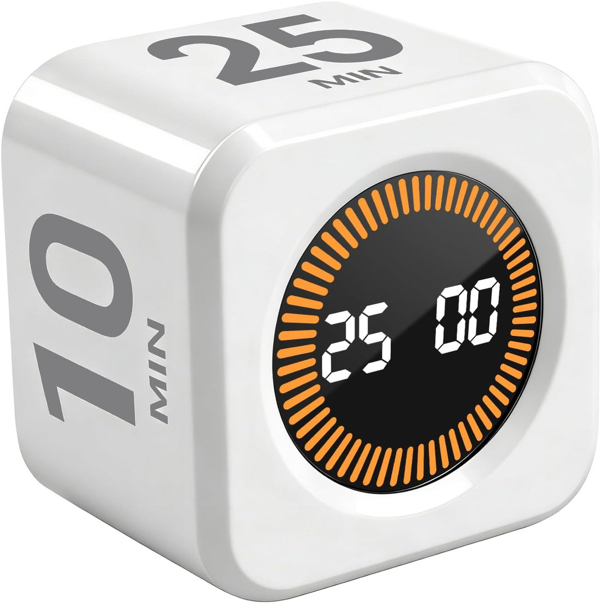 Rotating Timer Cube for Productivity — 5/25/10/50 Minutes Preset, Digital Gravity Sensor Desk Visual Timer for ADHD, Silent Mode, Ideal for Office, Study, Kitchen & Kids